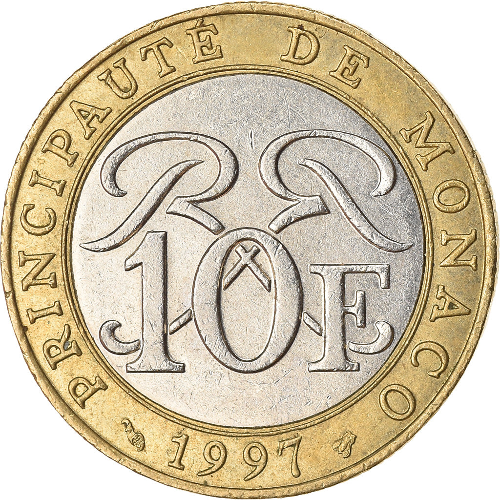 Monnaie, Monaco, Rainier III, 10 Francs, 1997, TTB, Bi-Metallic, Gadoury:160