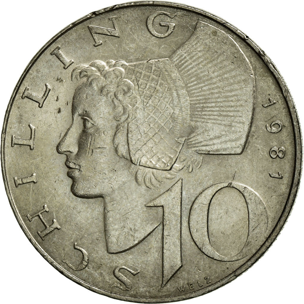 Coin, Austria, 10 Schilling, 1981, EF(40-45), Copper-Nickel Plated Nickel