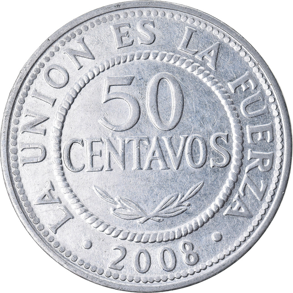 Monnaie, Bolivie, 50 Centavos, 2008, TTB, Stainless Steel, KM:204