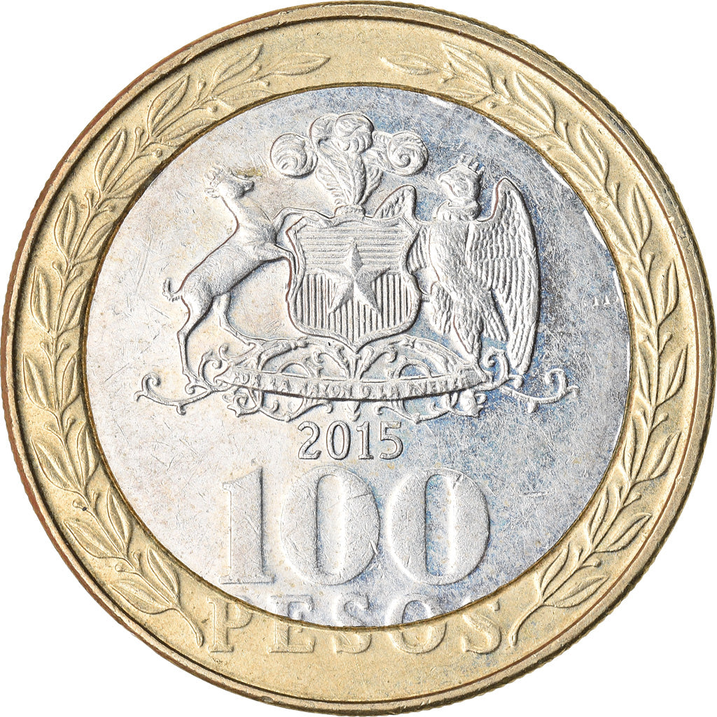 Coin, Chile, 100 Pesos, 2015, Santiago, EF(40-45), Bi-Metallic