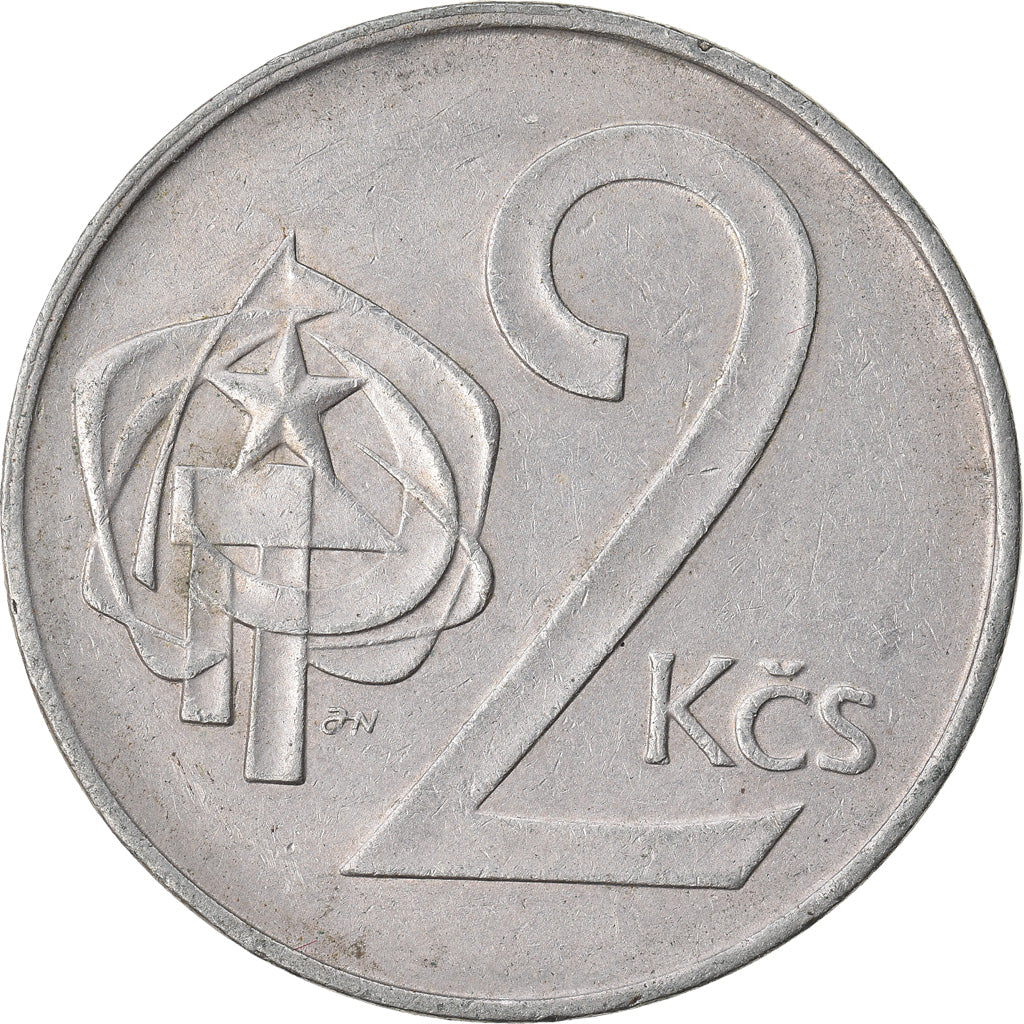 Coin, Czechoslovakia, 2 Koruny, 1989, EF(40-45), Copper-nickel, KM:75