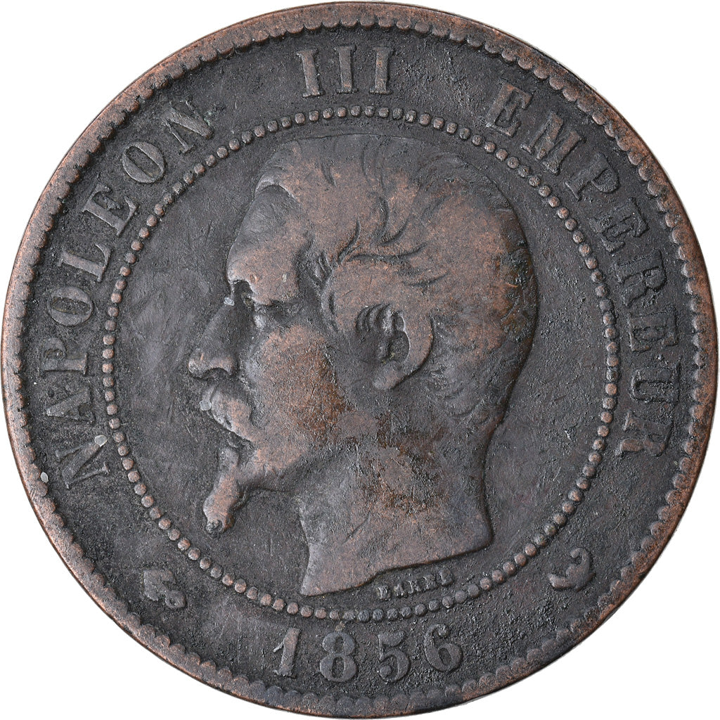 Moneda, Francia, Napoleon III, Napoléon III, 2 Centimes, 1856, Lille, BC+