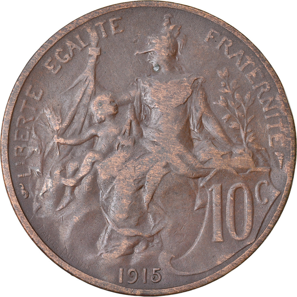 Munten, Frankrijk, Dupuis, 10 Centimes, 1915, Paris, FR+, Bronze, KM:843