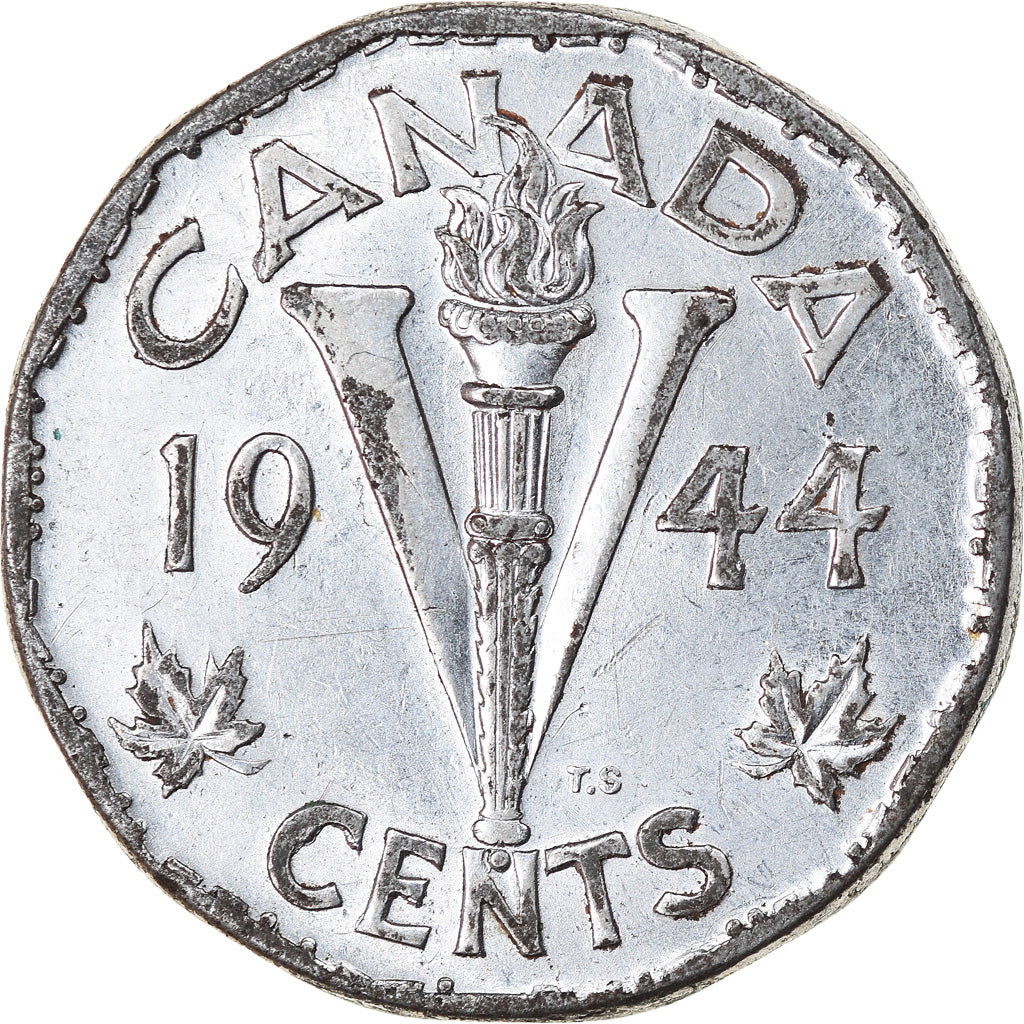Moneta, Canada, George VI, 5 Cents, 1944, Royal Canadian Mint, Ottawa