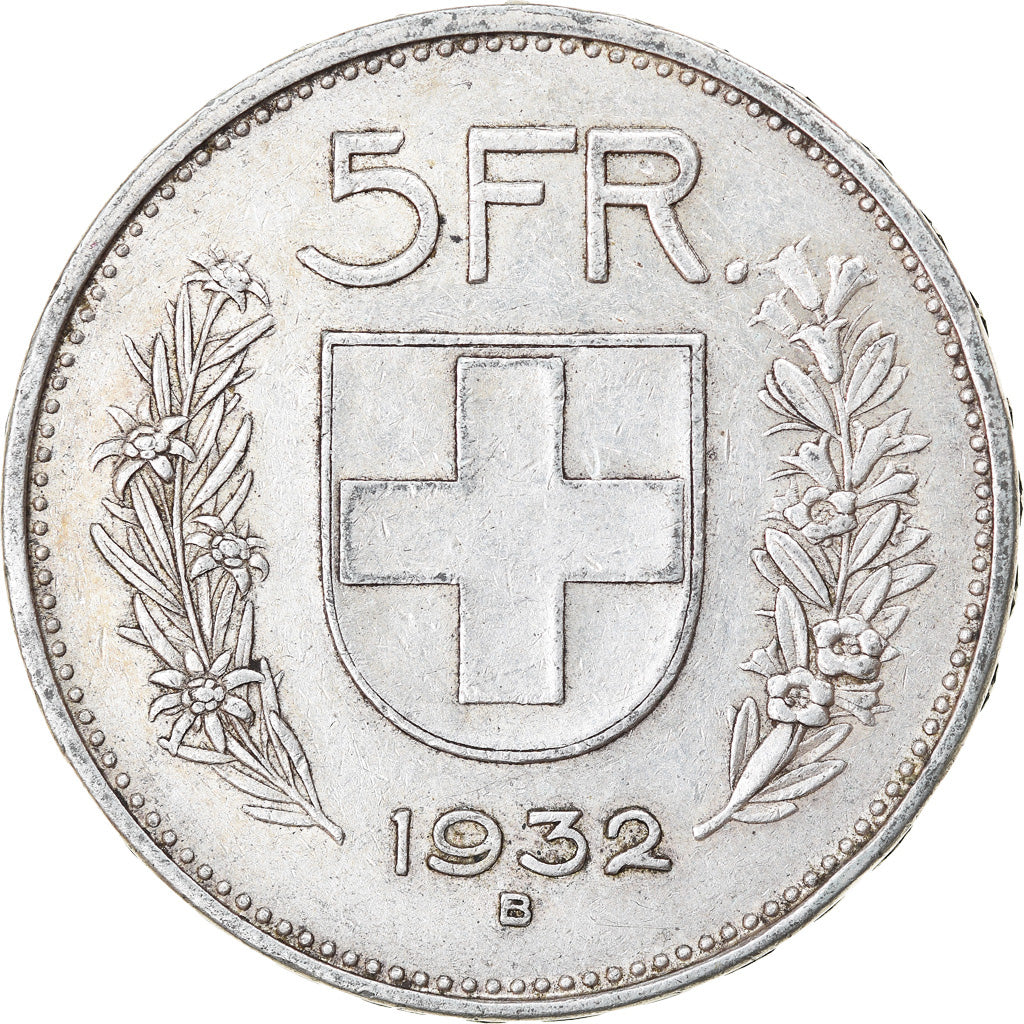 Coin, Switzerland, 5 Francs, 1932, Bern, EF(40-45), Silver, KM:40
