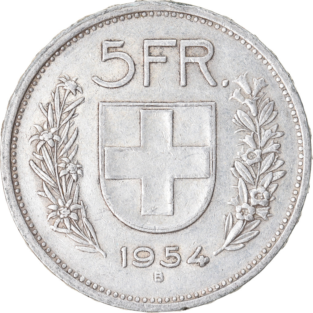 Munten, Zwitserland, 5 Francs, 1954, Bern, ZF, Zilver, KM:40