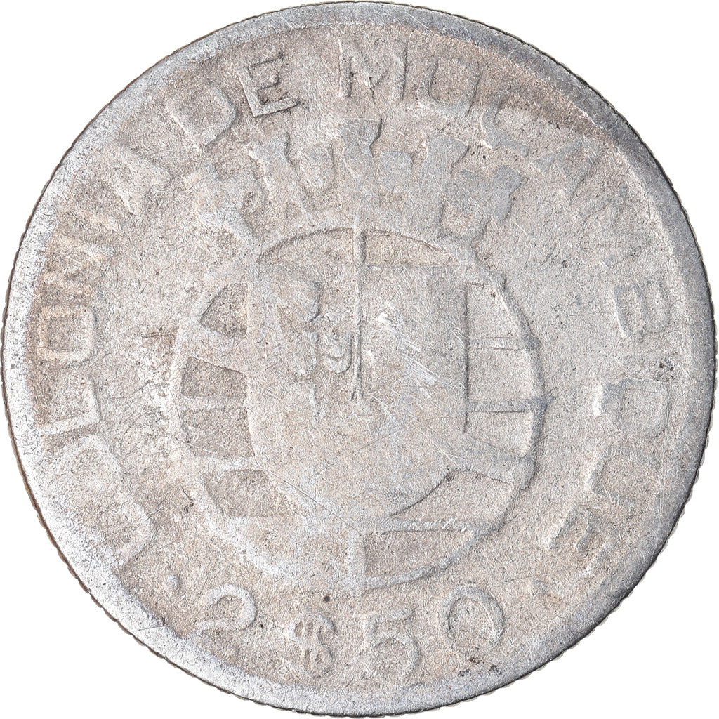 Moeda, Moçambique, 2-1/2 Escudos, 1950, EF(40-45), Prata, KM:68