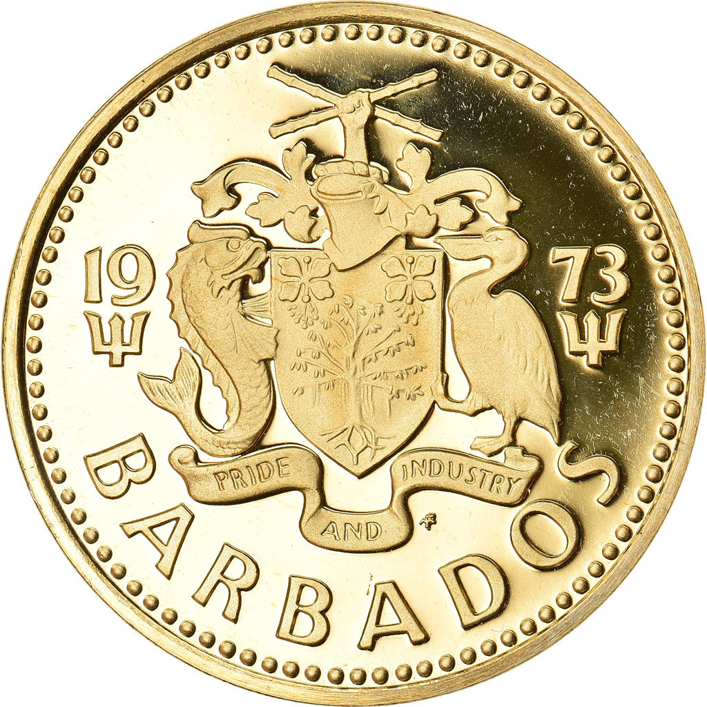 Moneta, Barbados, 5 Cents, 1973, Franklin Mint, FDC, Ottone, KM:11