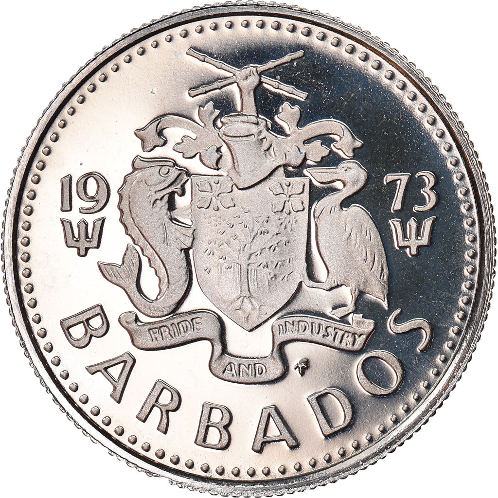 Coin, Barbados, 10 Cents, 1973, Franklin Mint, MS(65-70), Copper-nickel, KM:12