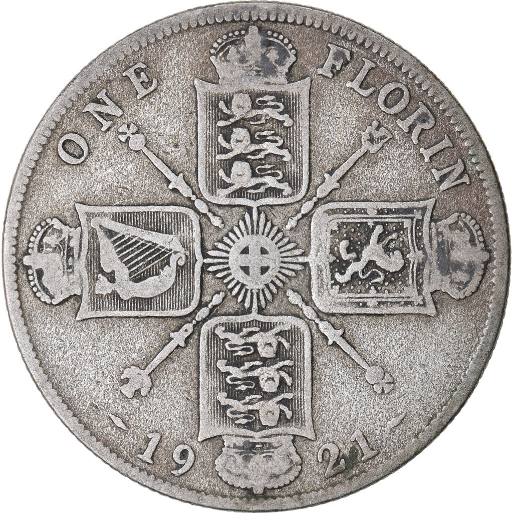 Moneta, Gran Bretagna, George V, Florin, Two Shillings, 1921, MB+, Argento