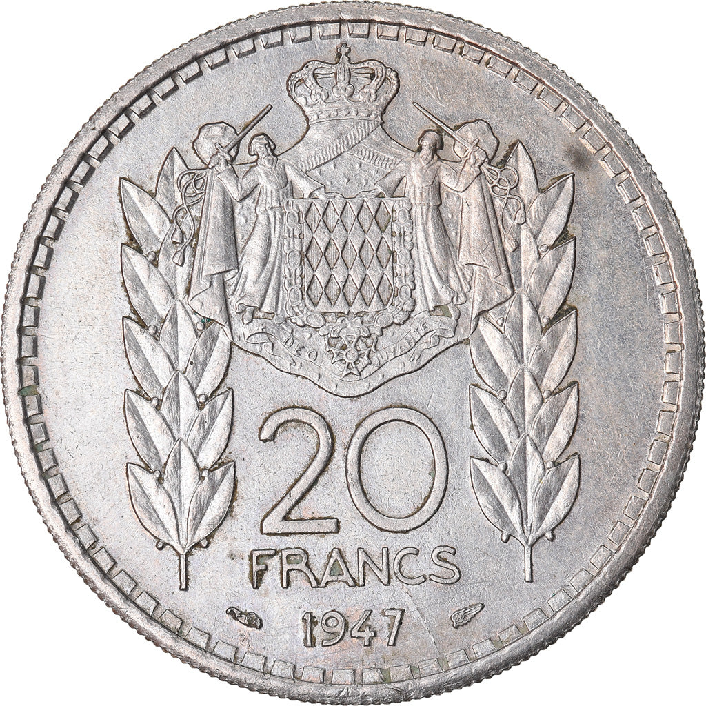 Monnaie, Monaco, Louis II, 20 Francs, Vingt, 1947, TTB, Copper-nickel