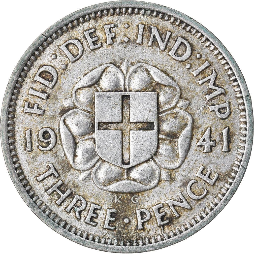 Munten, Groot Bretagne, George VI, 3 Pence, 1941, ZF, Zilver, KM:848