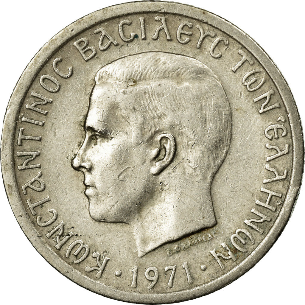 Moneda, Grecia, Constantine II, 50 Lepta, 1971, MBC, Cobre - níquel, KM:97.1
