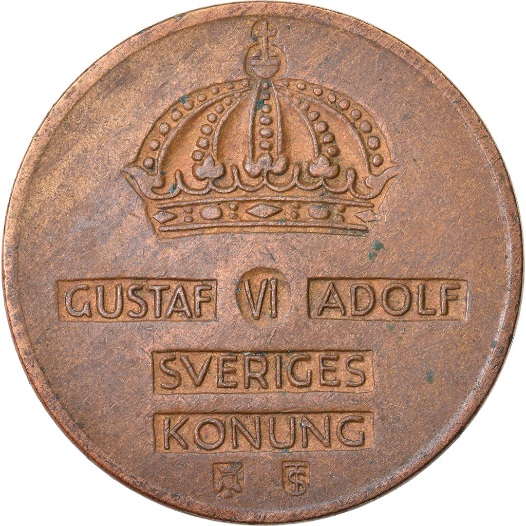 Moneta, Svezia, Gustaf VI, 2 Öre, 1959, BB, Bronzo, KM:821