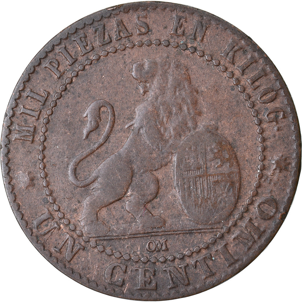 Moneta, Spagna, Provisional Government, Centimo, 1870, Madrid, MB+, Rame, KM:660
