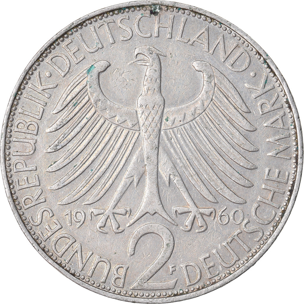 Coin, GERMANY - FEDERAL REPUBLIC, 2 Mark, 1960, Stuttgart, EF(40-45)