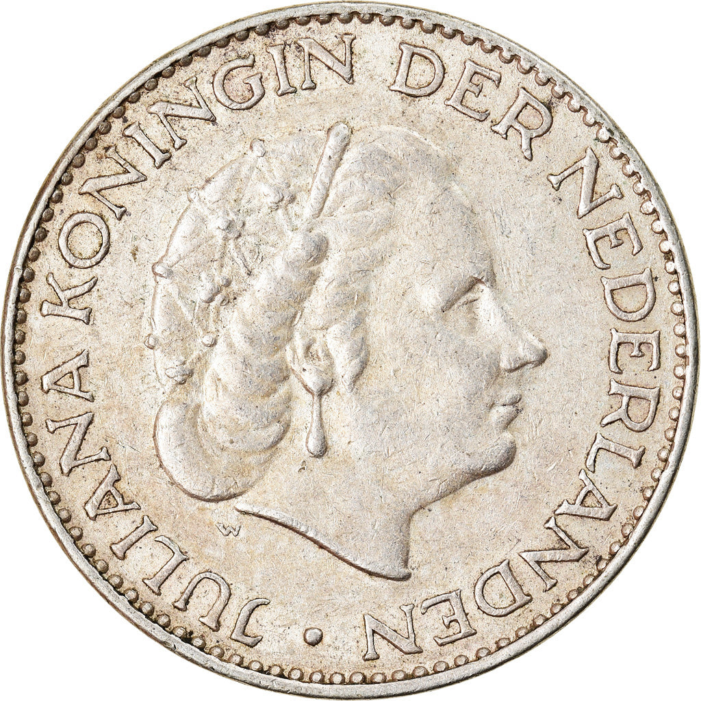 Moneda, Países Bajos, Juliana, Gulden, 1957, MBC, Plata, KM:184