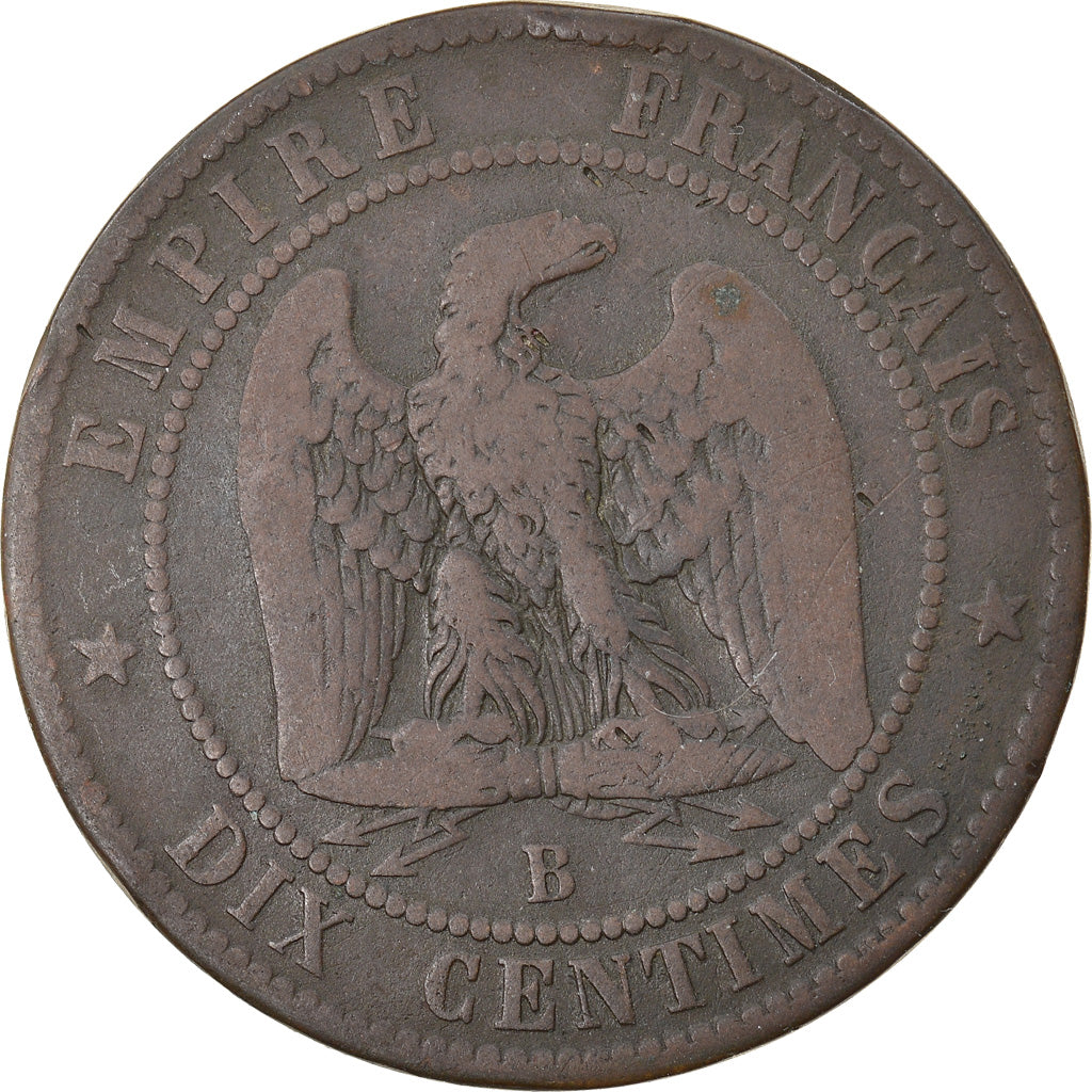 Moeda, França, Napoleon III, Napoléon III, 10 Centimes, 1855, Rouen