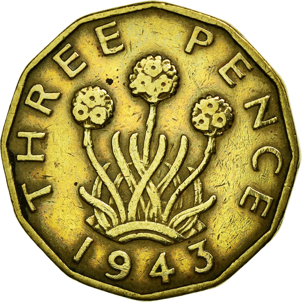 Coin, Great Britain, George VI, 3 Pence, 1943, EF(40-45), Nickel-brass, KM:849