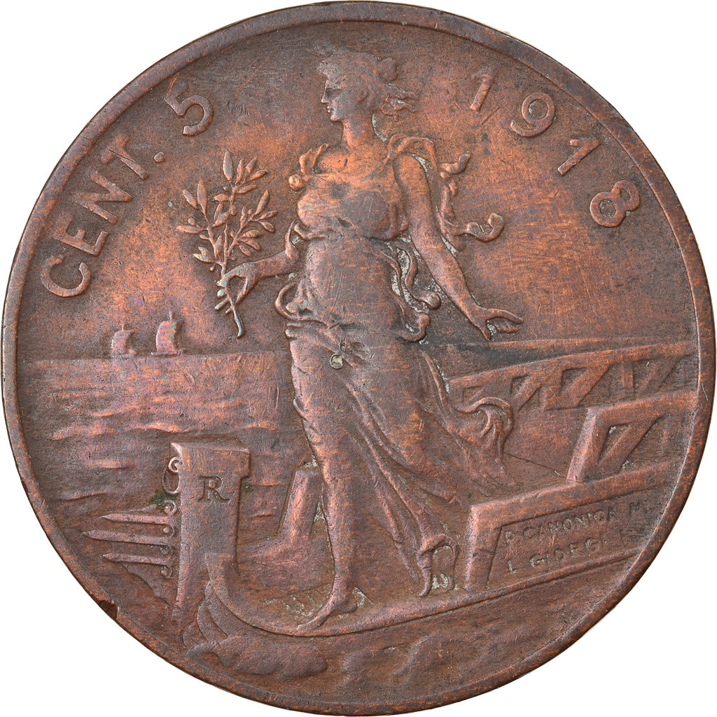 Munten, Italië, Vittorio Emanuele III, 5 Centesimi, 1918, Rome, ZF, Bronze