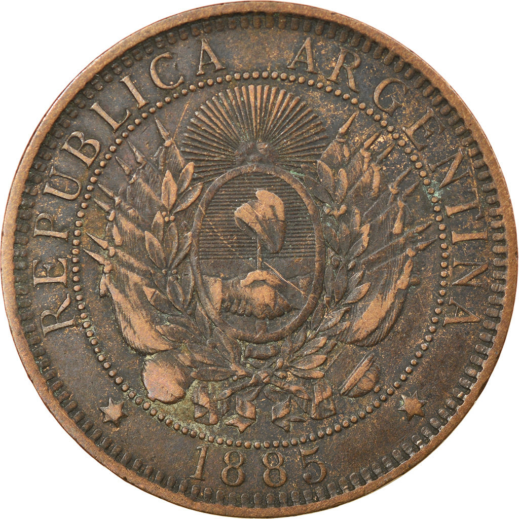 Moneta, Argentina, 2 Centavos, 1885, MB+, Bronzo, KM:33
