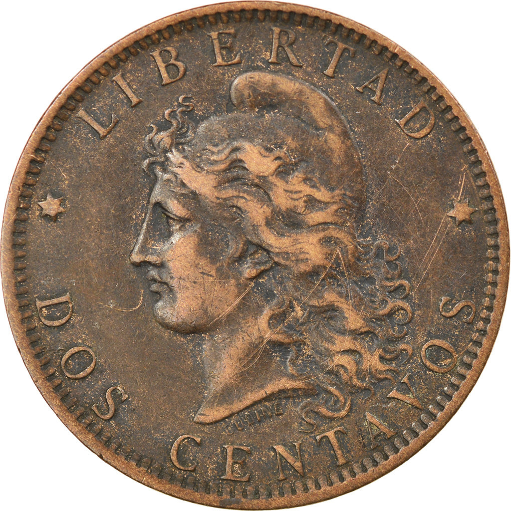 Moneta, Argentina, 2 Centavos, 1885, MB+, Bronzo, KM:33