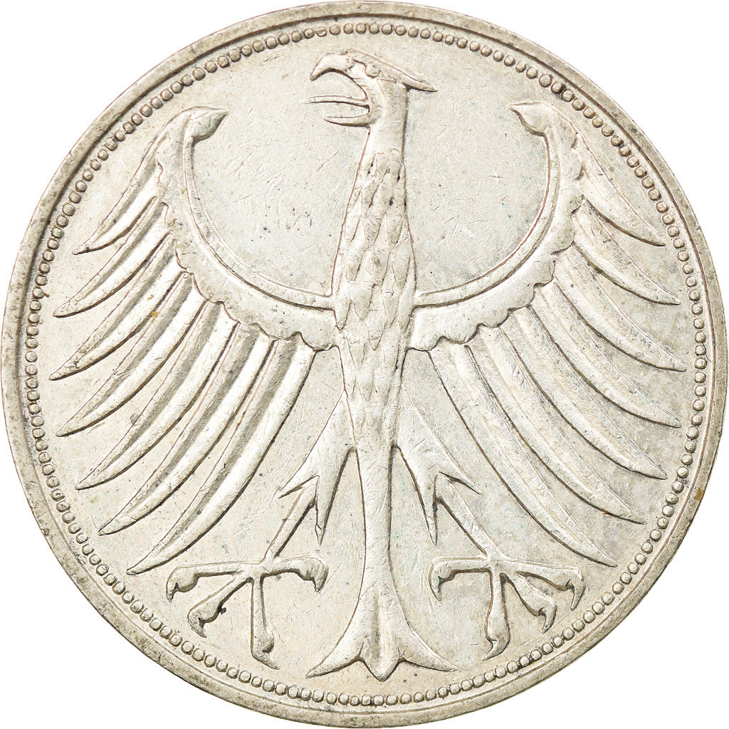 GERMANY - FEDERAL REPUBLIC, 5 Mark, 1958, Hamburg, Silver, EF(40-45), KM:112.1