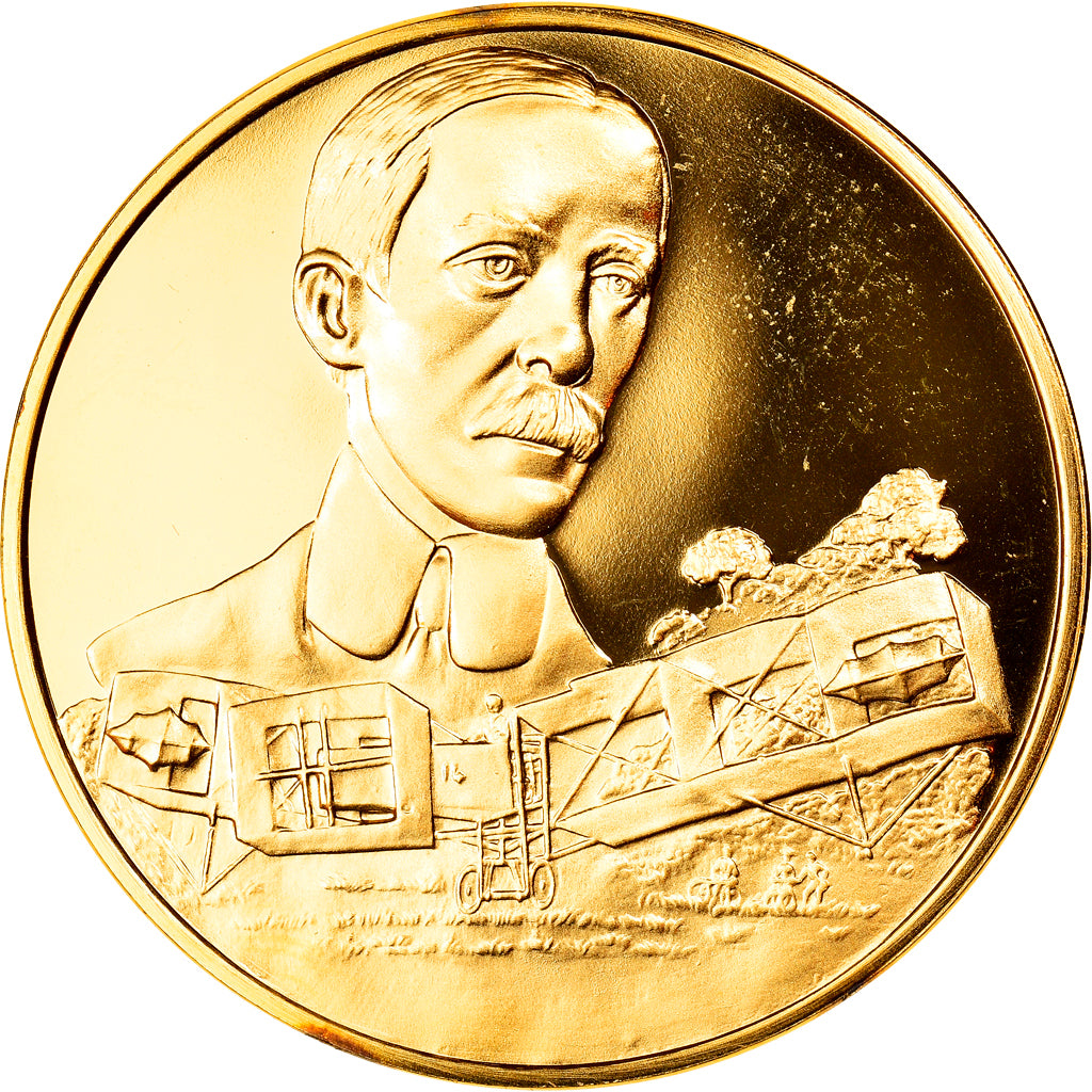 France, Medal, Premier Vol d'un Aéroplane en Europe, Aviation, MS(65-70)