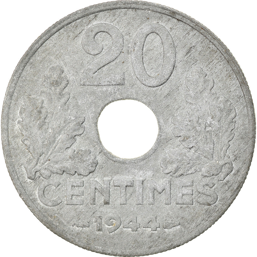 Monnaie, France, État français, 20 Centimes, 1944, Paris, TTB, Zinc