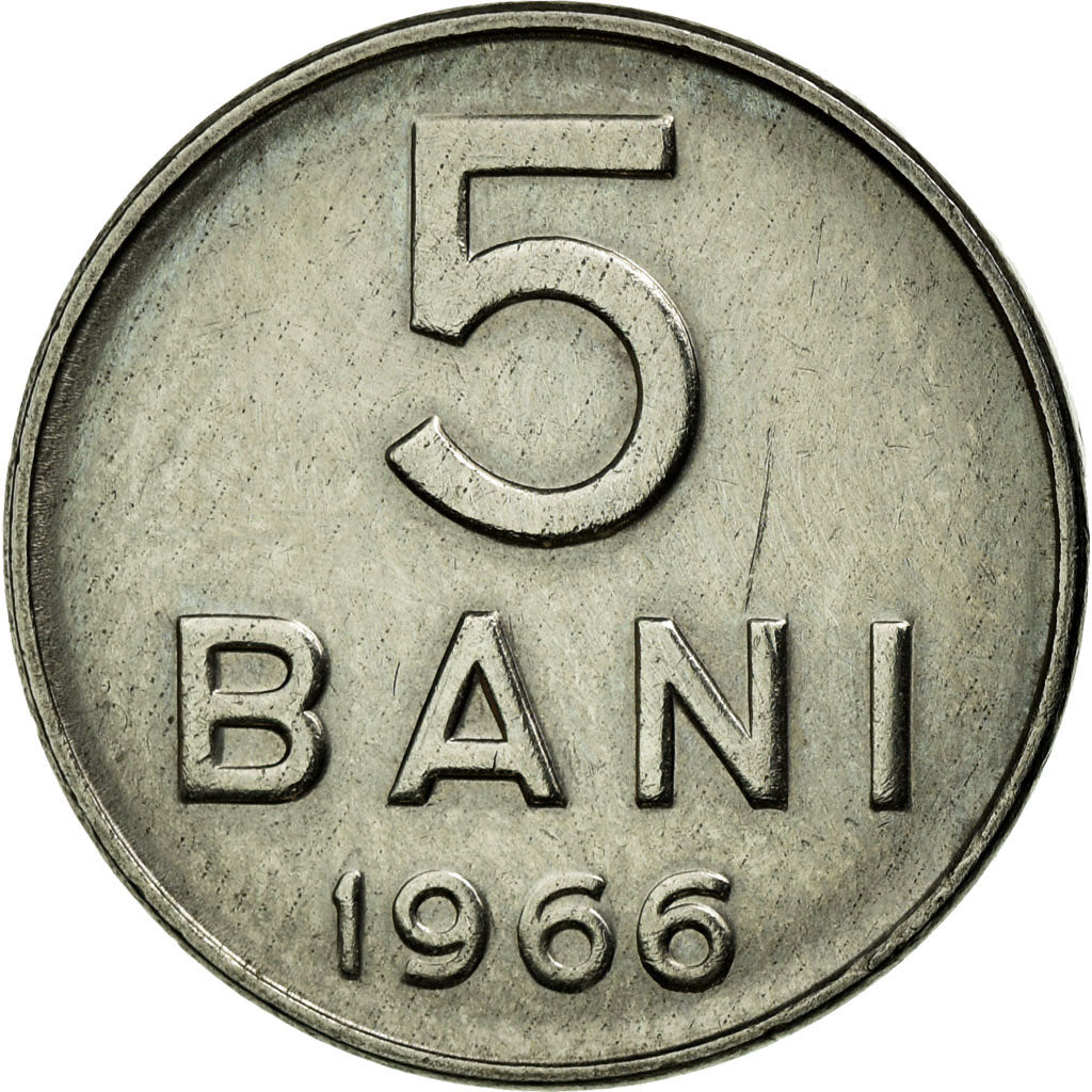 Coin, Romania, 5 Bani, 1966, EF(40-45), Nickel Clad Steel, KM:92
