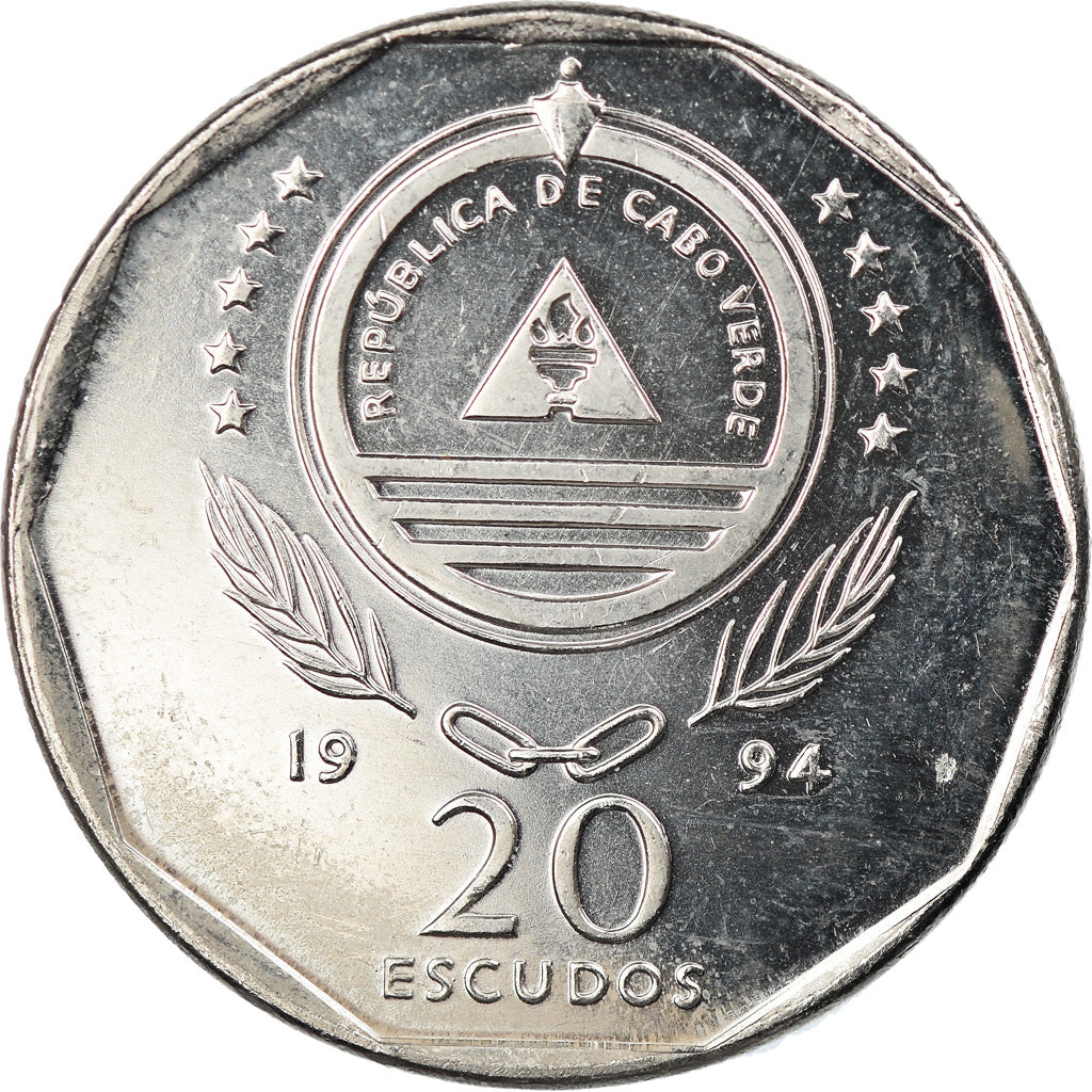 Coin, Cape Verde, 20 Escudos, 1994, EF(40-45), Nickel plated steel, KM:33