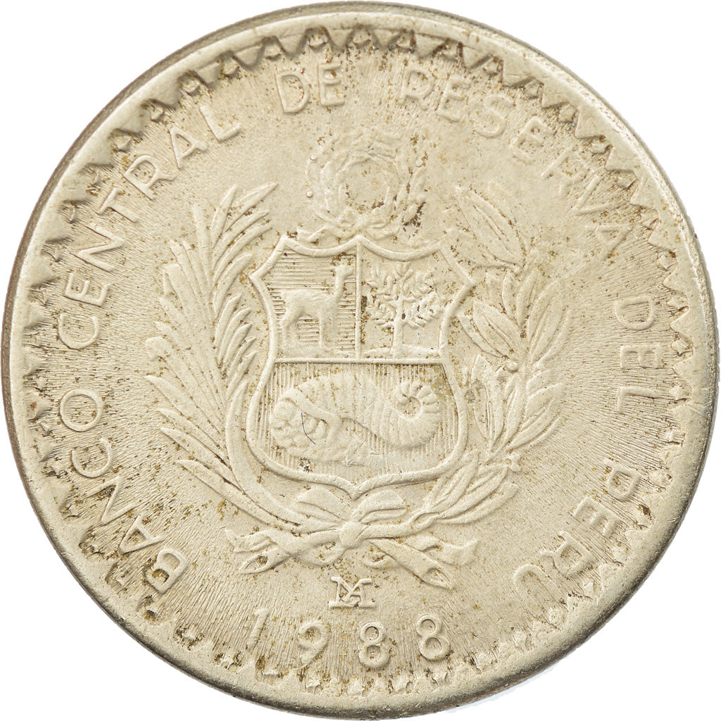 Coin, Peru, 5 Intis, 1988, Lima, EF(40-45), Copper-nickel, KM:300