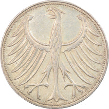 Coin, GERMANY - FEDERAL REPUBLIC, 5 Mark, 1960, Karlsruhe, EF(40-45), Silver