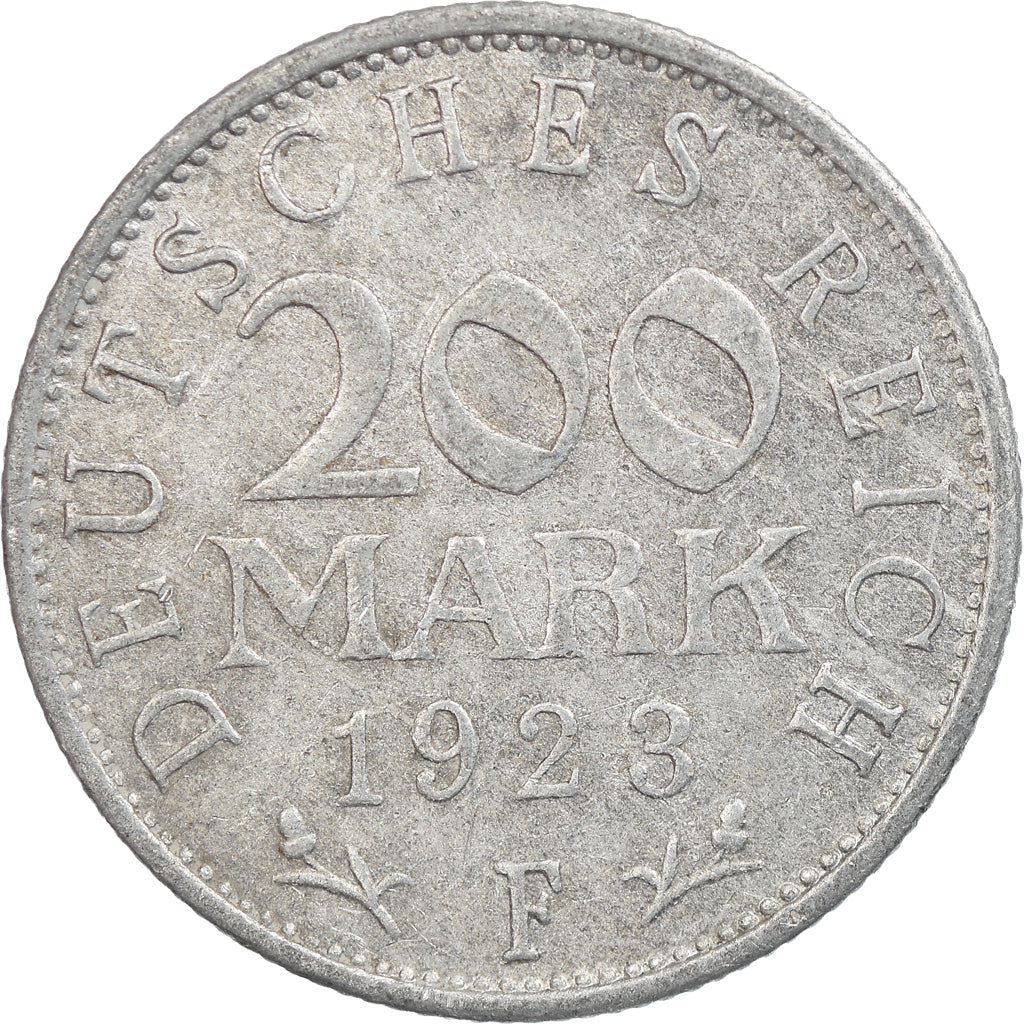 Moneta, NIEMCY, REP. WEIMARSKA, 200 Mark, 1923, Stuttgart, VF(30-35), Aluminium