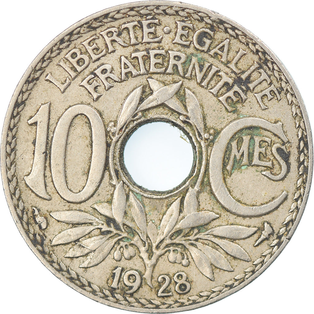 Moneta, Francja, Lindauer, 10 Centimes, 1928, Paris, VF(30-35), Miedź-Nikiel