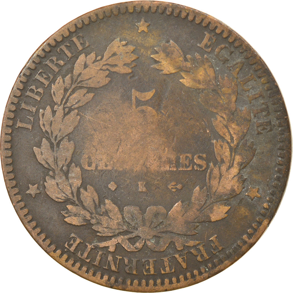 Monnaie, France, Cérès, 5 Centimes, 1872, Bordeaux, TB+, Bronze, Gadoury:157a