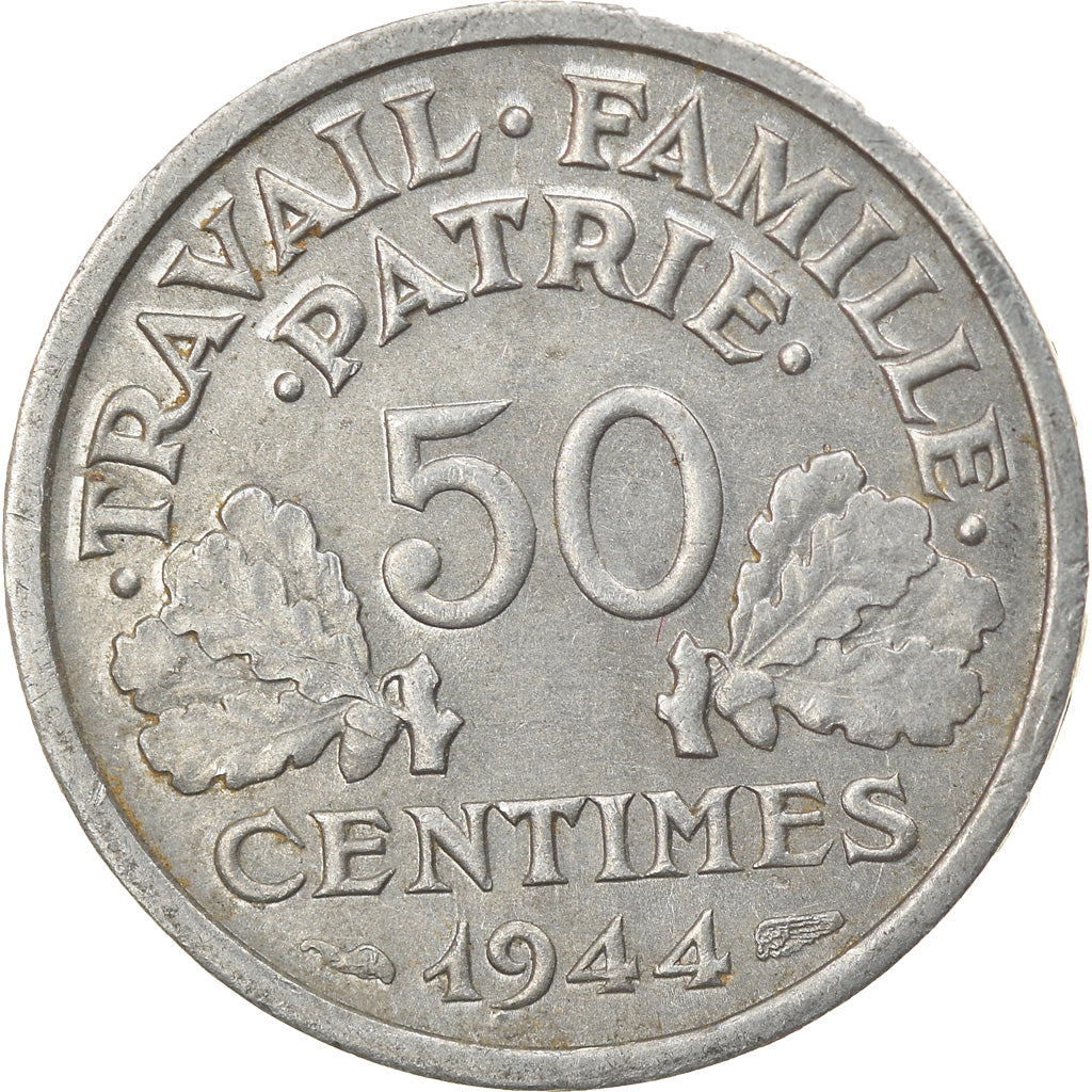 Munten, Frankrijk, Bazor, 50 Centimes, 1944, Beaumont - Le Roger, ZF, Aluminium
