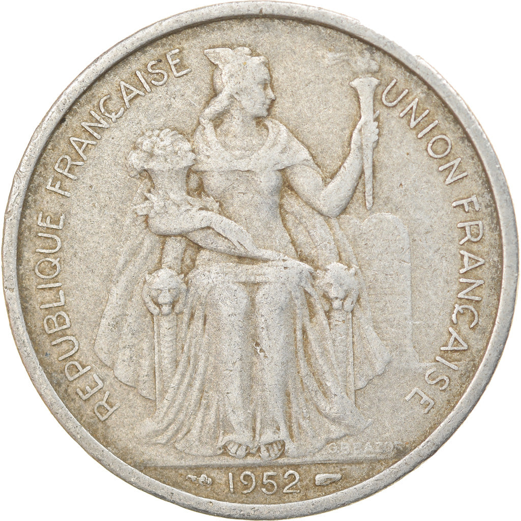 Munten, FRANS OCEANIE, 5 Francs, 1952, Paris, FR+, Aluminium, KM:4