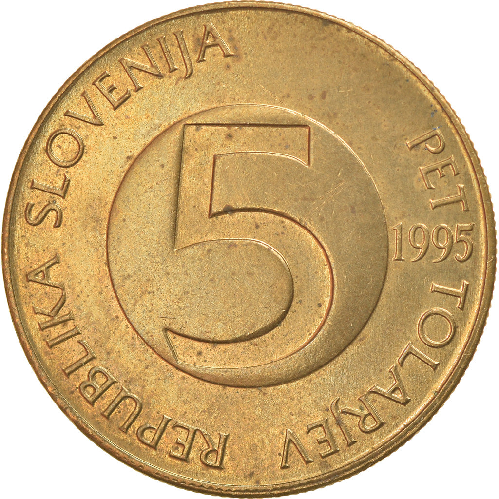 Coin, Slovenia, 5 Tolarjev, 1995, EF(40-45), Nickel-brass, KM:6