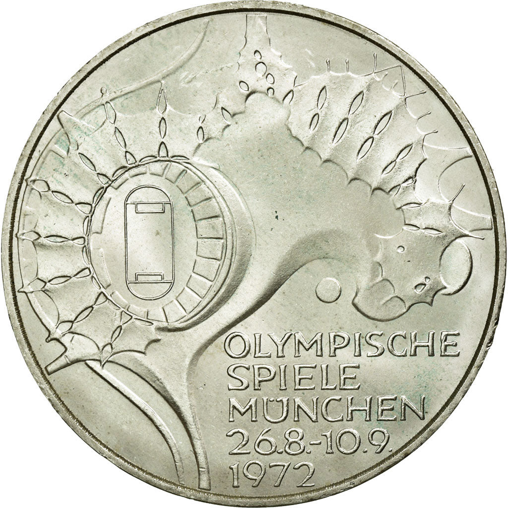 Moneda, ALEMANIA - REPÚBLICA FEDERAL, 10 Mark, 1972, Hambourg, EBC+, Plata