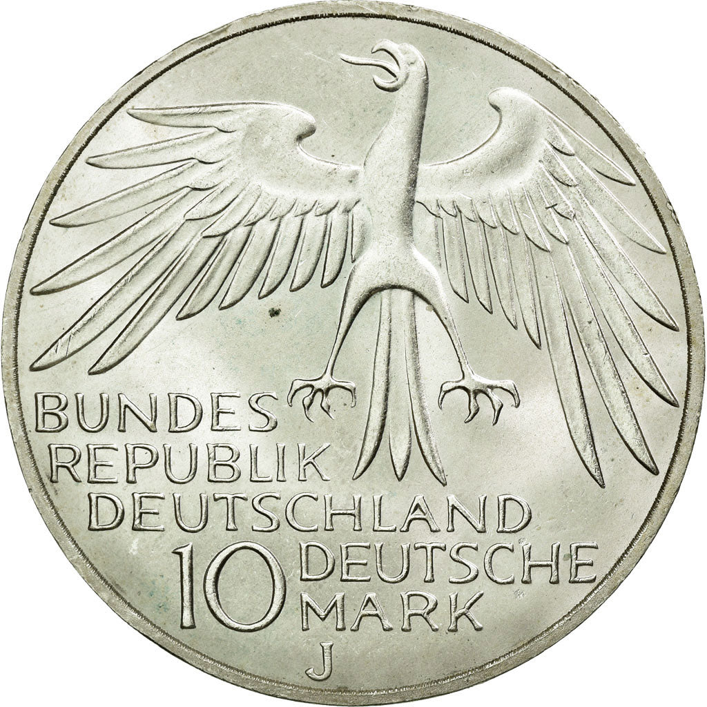 Moneda, ALEMANIA - REPÚBLICA FEDERAL, 10 Mark, 1972, Hambourg, EBC+, Plata