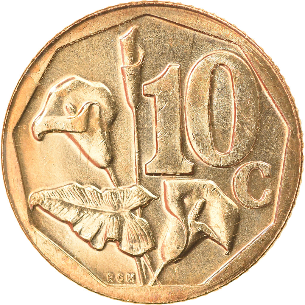 Moneta, Sudafrica, 10 Cents, 2003, SPL-, Acciaio placcato in bronzo, KM:347