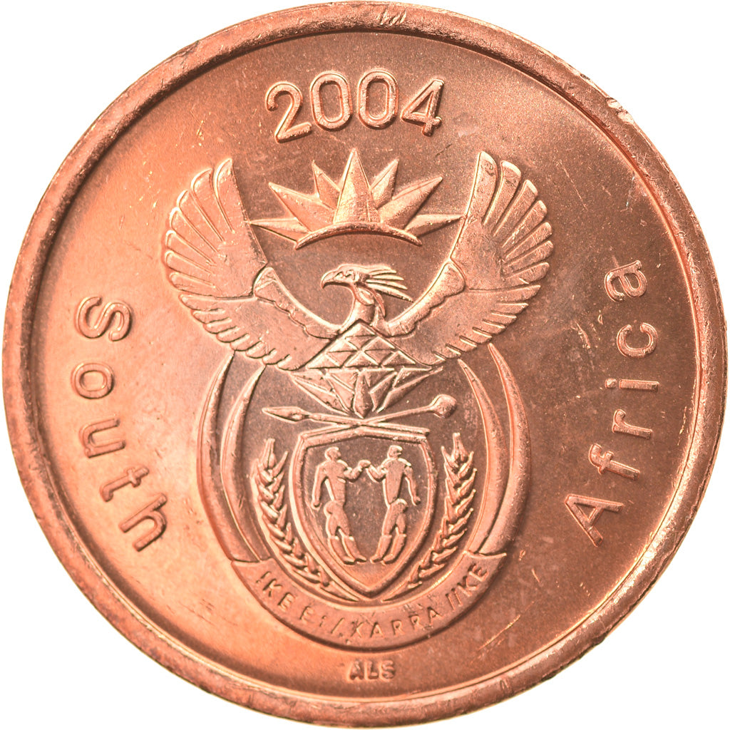 Moneda, Sudáfrica, 5 Cents, 2004, MBC+, Cobre chapado en acero, KM:325