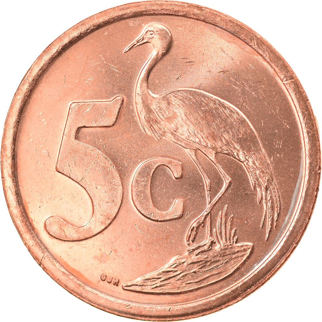 Moneda, Sudáfrica, 5 Cents, 2004, MBC+, Cobre chapado en acero, KM:325