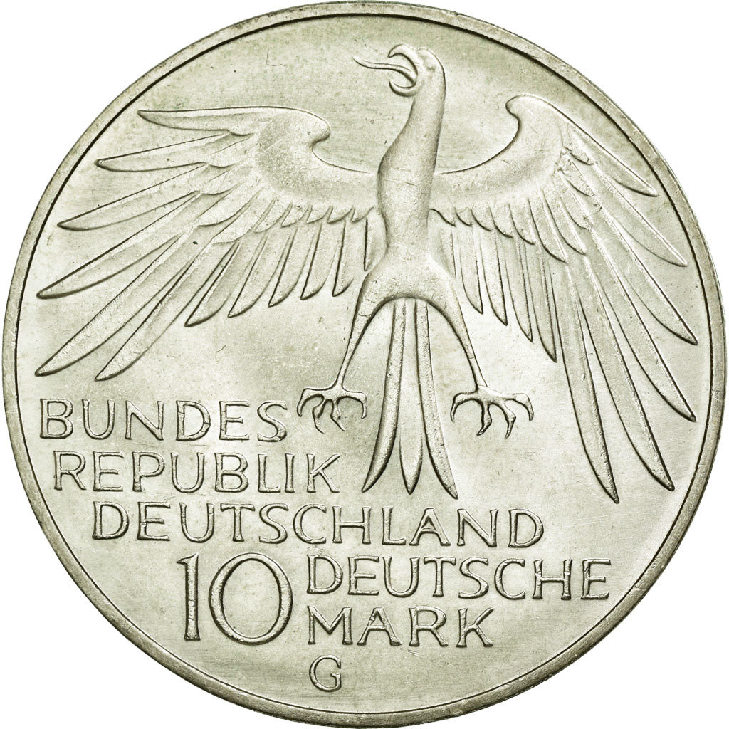 Coin, GERMANY - FEDERAL REPUBLIC, 10 Mark, 1972, Karlsruhe, MS(60-62), Silver