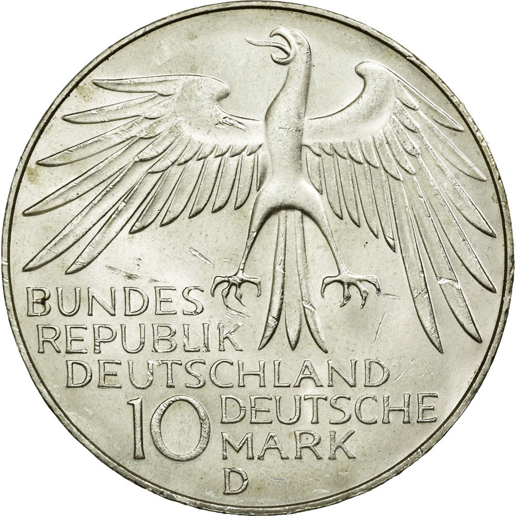 Moneda, ALEMANIA - REPÚBLICA FEDERAL, 10 Mark, 1972, Munich, EBC+, Plata