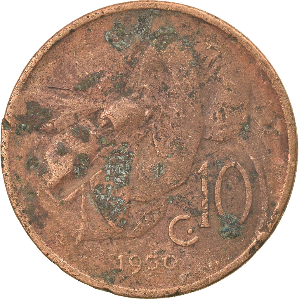 Moneta, Italia, Vittorio Emanuele III, 10 Centesimi, 1930, Rome, MB+, Bronzo