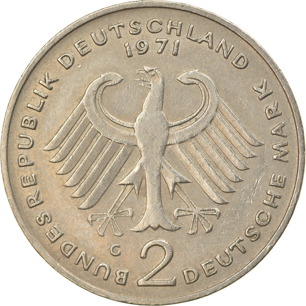 Coin, GERMANY - FEDERAL REPUBLIC, 2 Mark, 1971, Karlsruhe, EF(40-45)