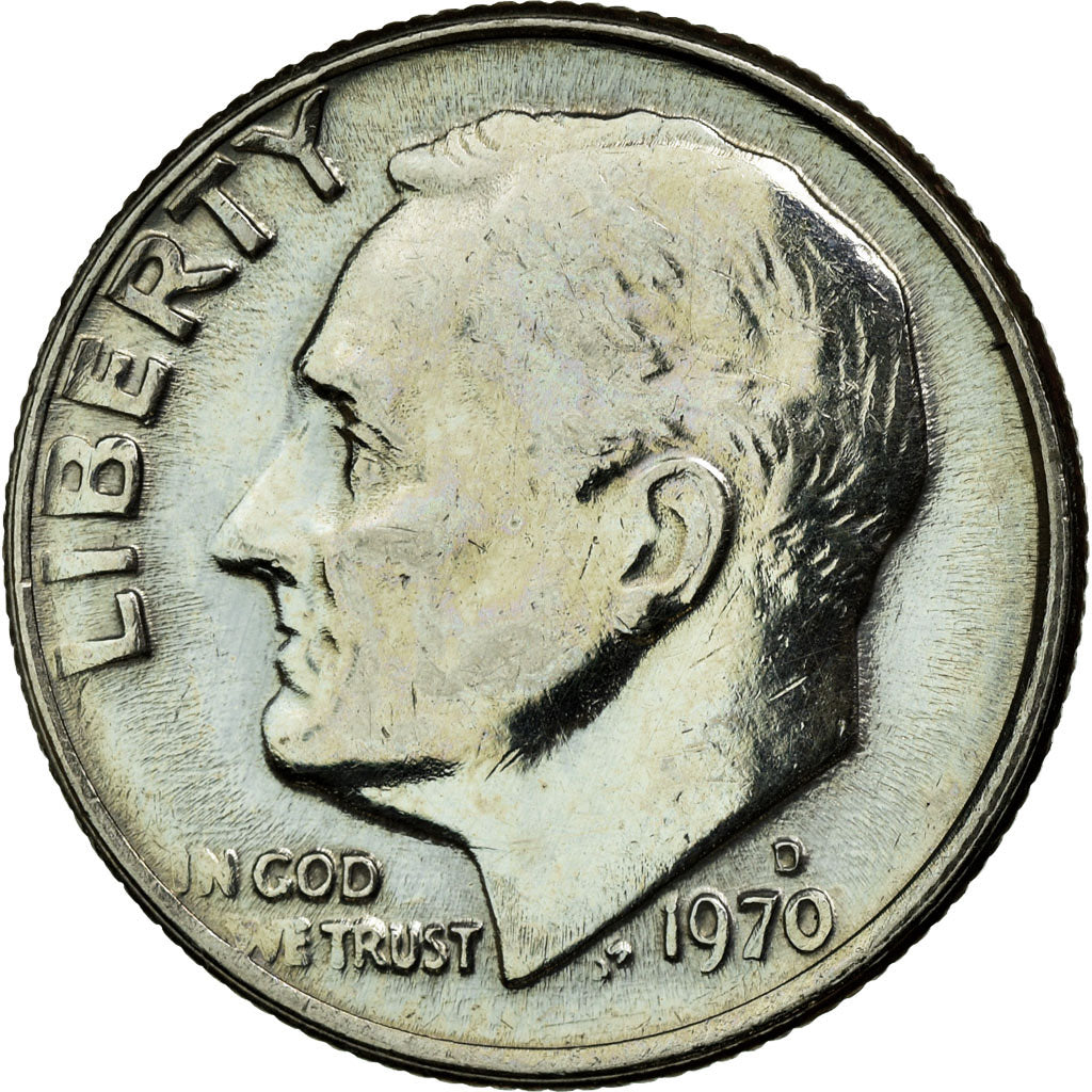 Monnaie, États-Unis, Roosevelt Dime, Dime, 1970, U.S. Mint, Denver, TTB+