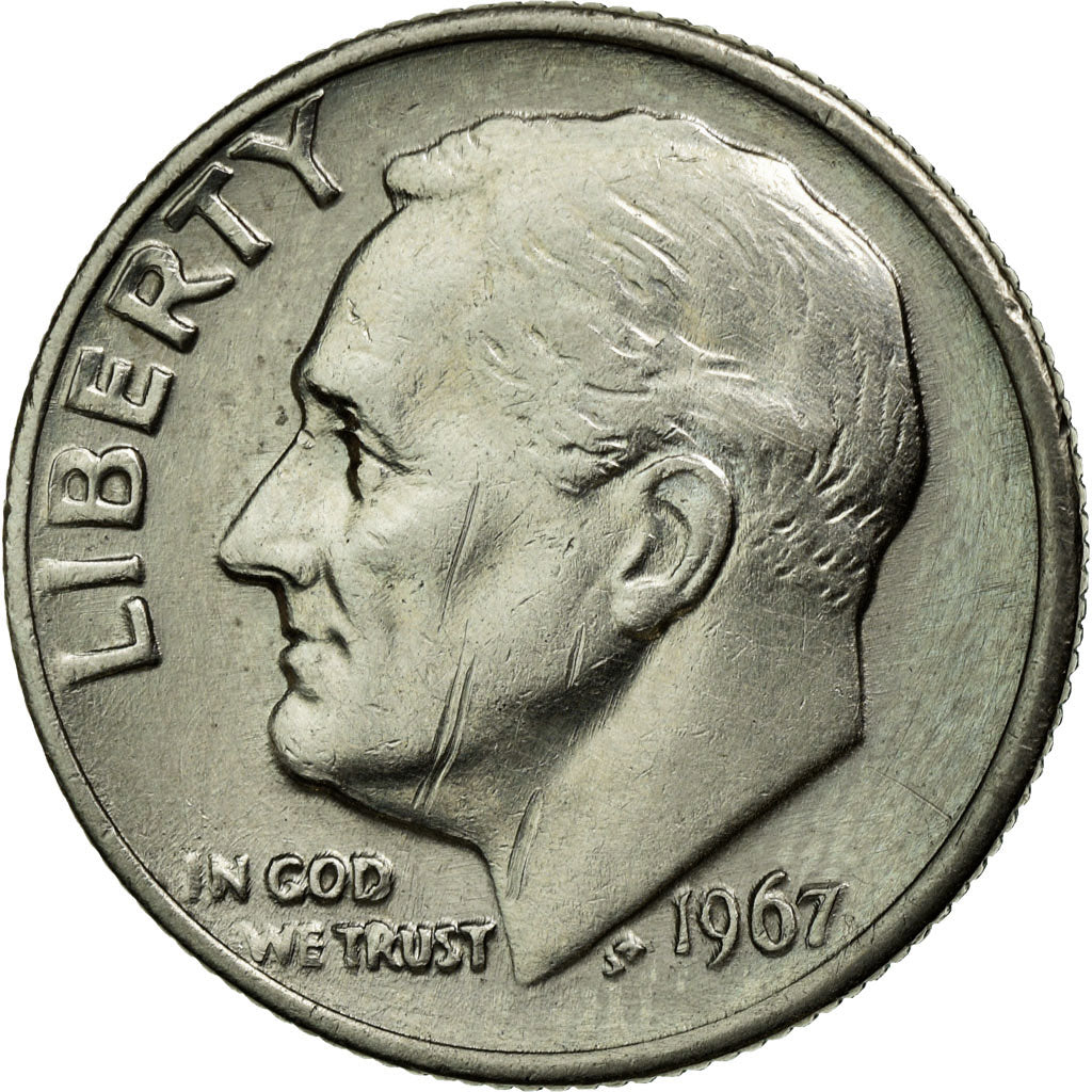 Coin, United States, Roosevelt Dime, Dime, 1967, U.S. Mint, Philadelphia